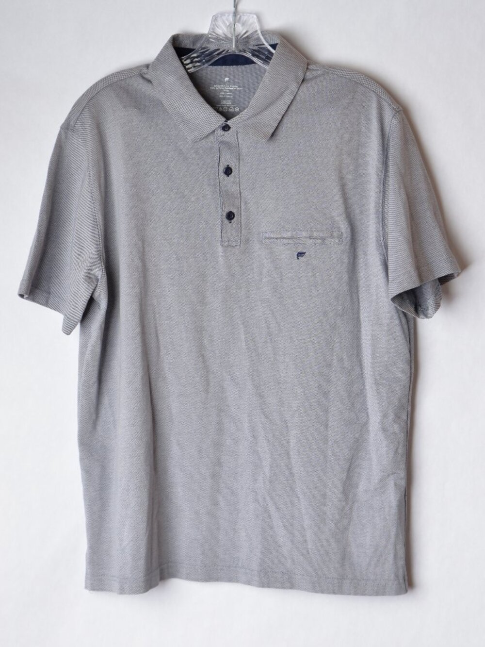 Fabletics Mens Large Gray Short Sleeve Polo Shirt Pocket